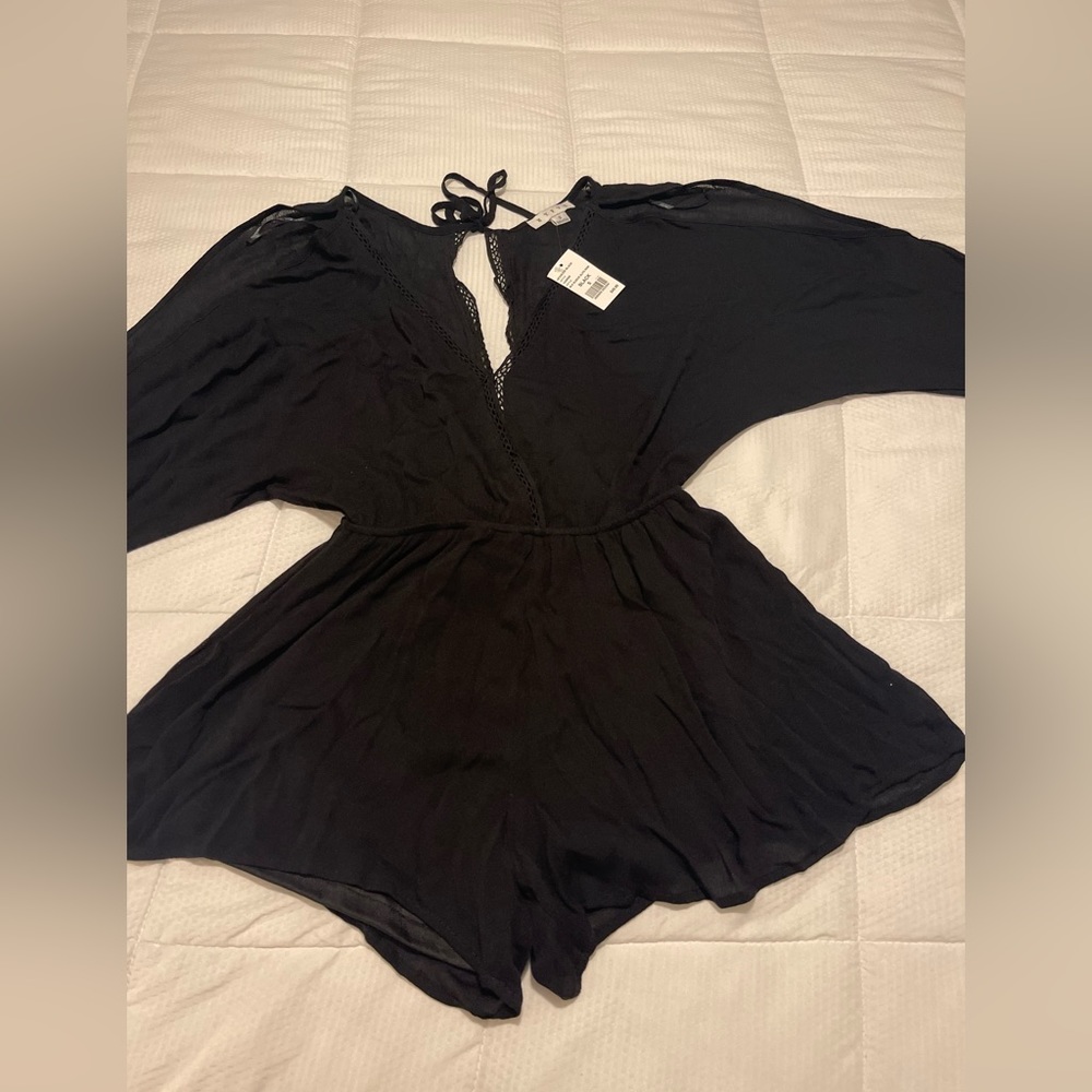 Brand new Black slit sleeves romper